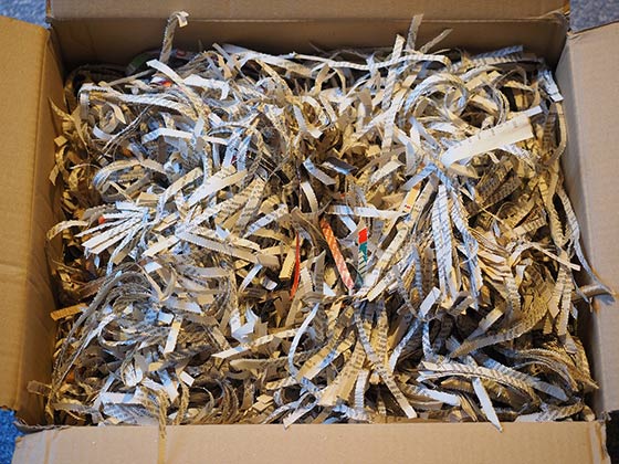 box of shredded paper